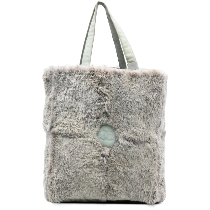 Chanel Shopper CC Lapin Fur Tote grau