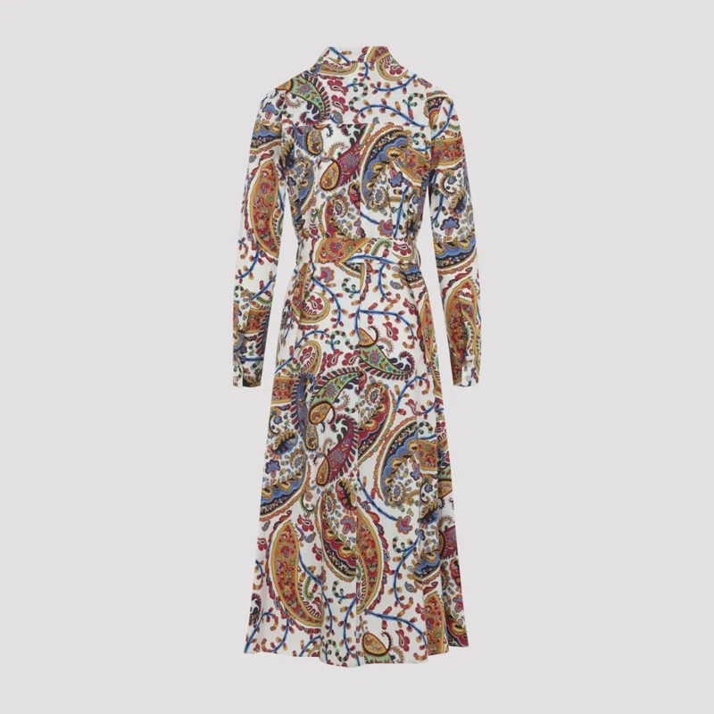 Etro Midi-jurk Multicolor Paisley Midi Dress With Belted Waist Multicolor