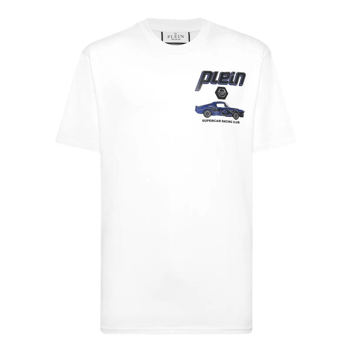 Thumbnail - Philipp Plein - Jersey T-Shirt Round Neck Ss Cars Racing - Größe 3XL - weiß