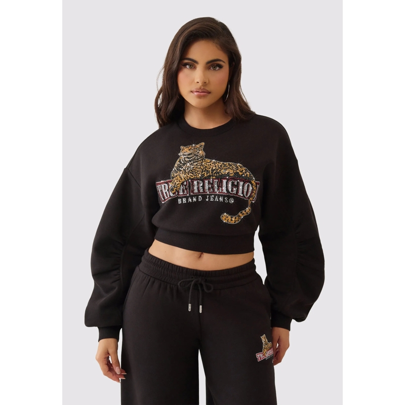 True Religion  Sweatshirt CRYSTAL LEOPARD schwarz