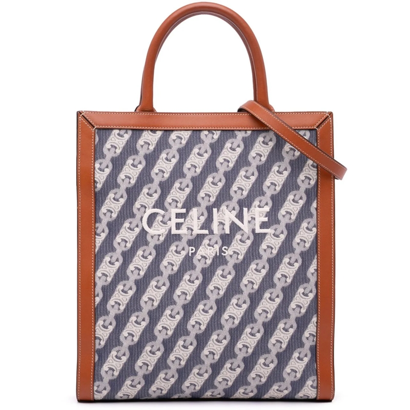 Celine Schultertasche Small Triomphe Canvas Maillon Vertical Cabas Satch blau