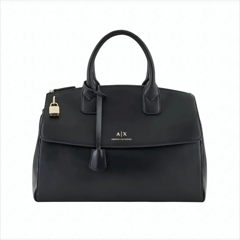 Armani Exchange Schultertasche Structured Shoulder Bag With Gold-Tone Hardware Black