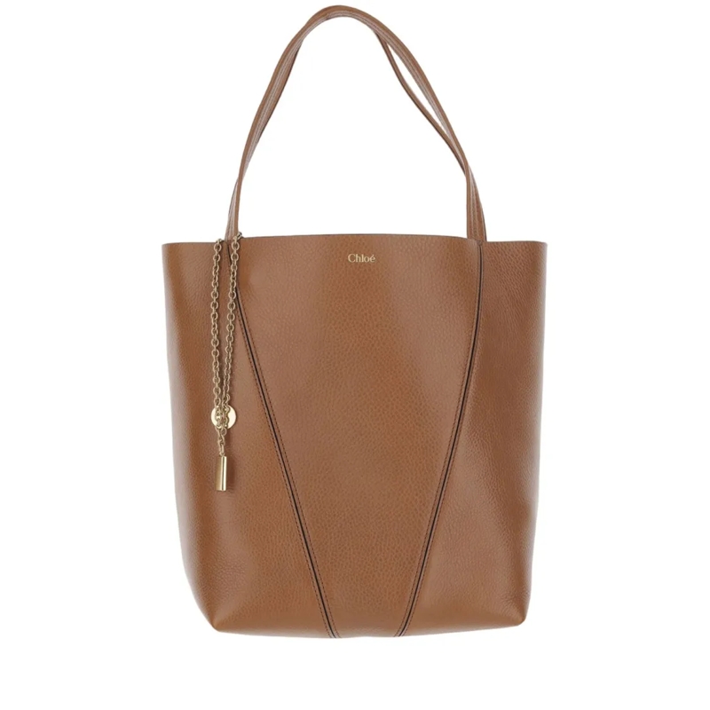 Chloé Schultertasche Structured Maroon Leather Spin Tote Bag Brown
