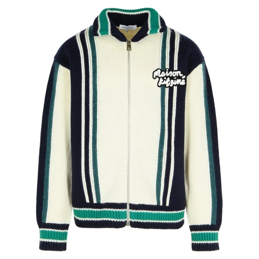 Maison Kitsune Vestes de bombardier 'College' Cream Wool Bomber Jacket White