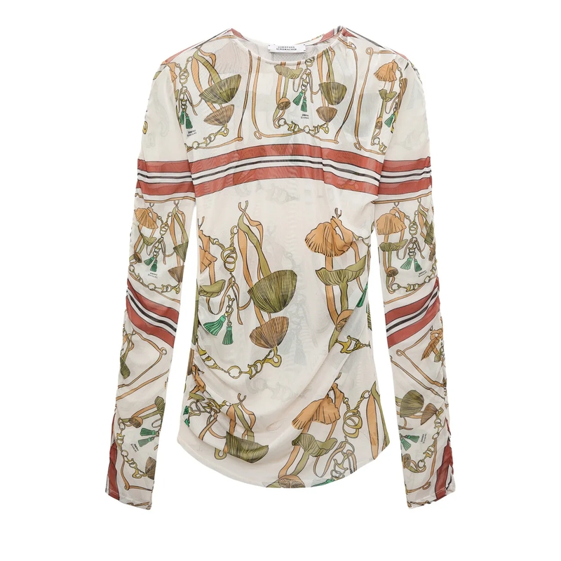 Dorothee Schumacher Longsleeve WILD FUNGHI shirt Brown Ribbon scarf