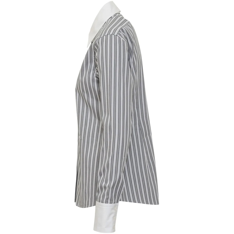 Stella McCartney Bluse Camicia a Righe con Colletto a Contrasto grau(Image 3)