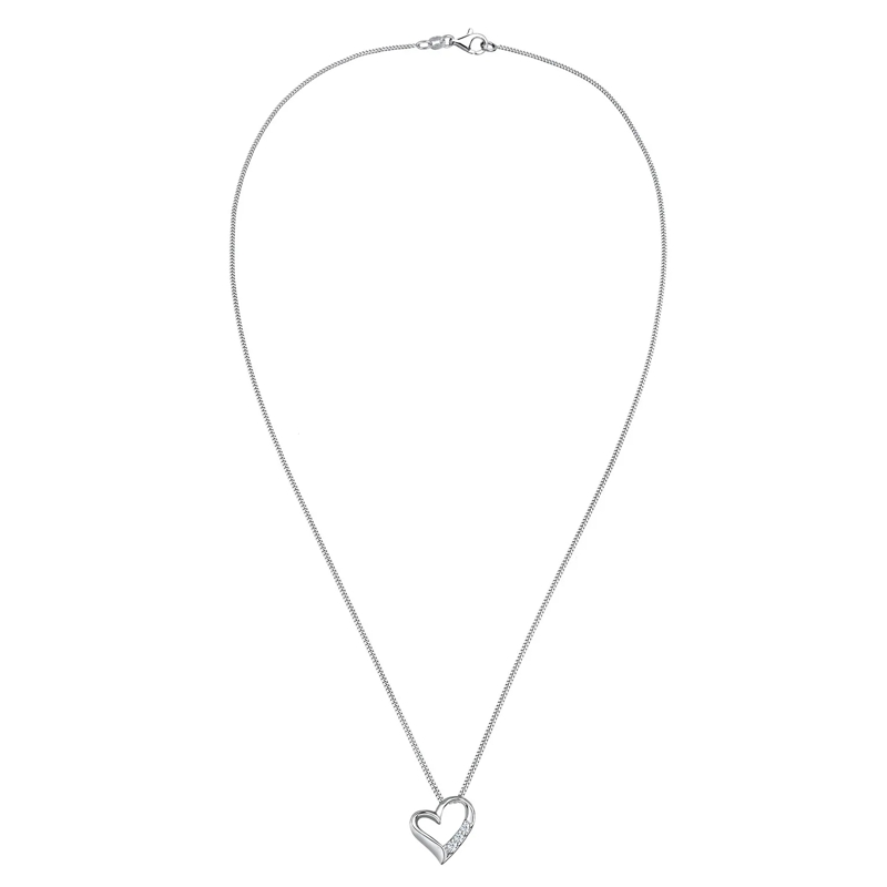 Elli Mittellange Halskette Halskette Herz Ewigkeit Diamant (0.045 ct.) 925 Si gold(Image 3)