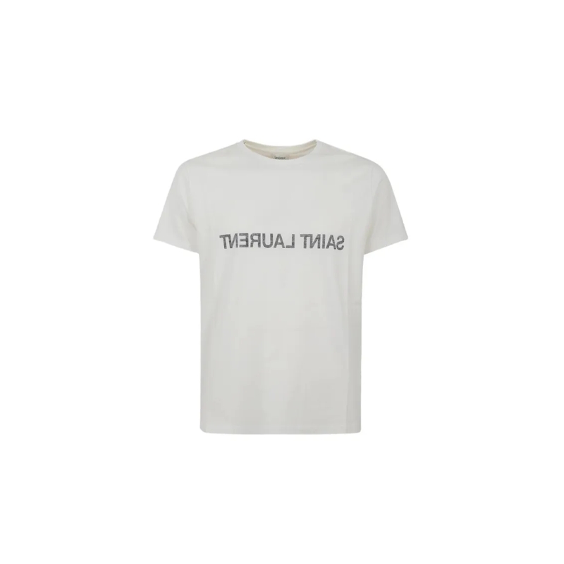 Saint Laurent T-shirt White Round-Neck T-Shirt With Tube Volume Silhouet White