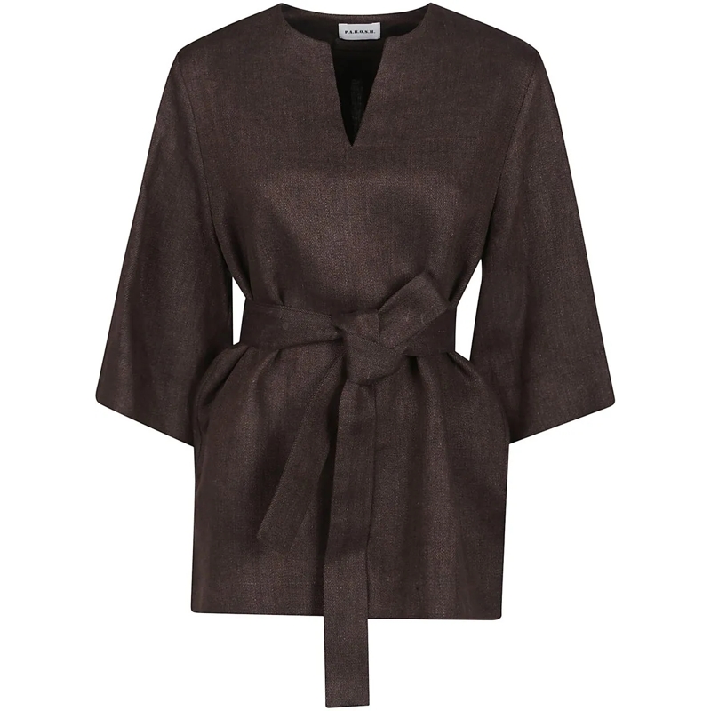 P.A.R.O.S.H. Chemisier Short Sleeve Betulla Blouse Brown braun
