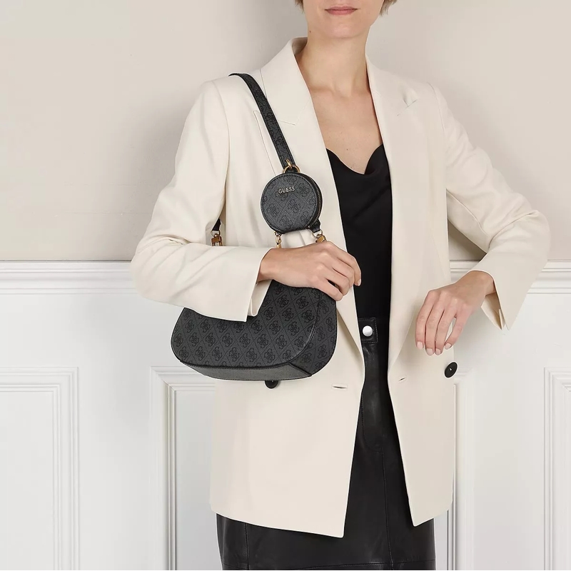 Guess Hobo Bag Alexie Top Zip Shoulder Bag Coal Logo(Image 2)