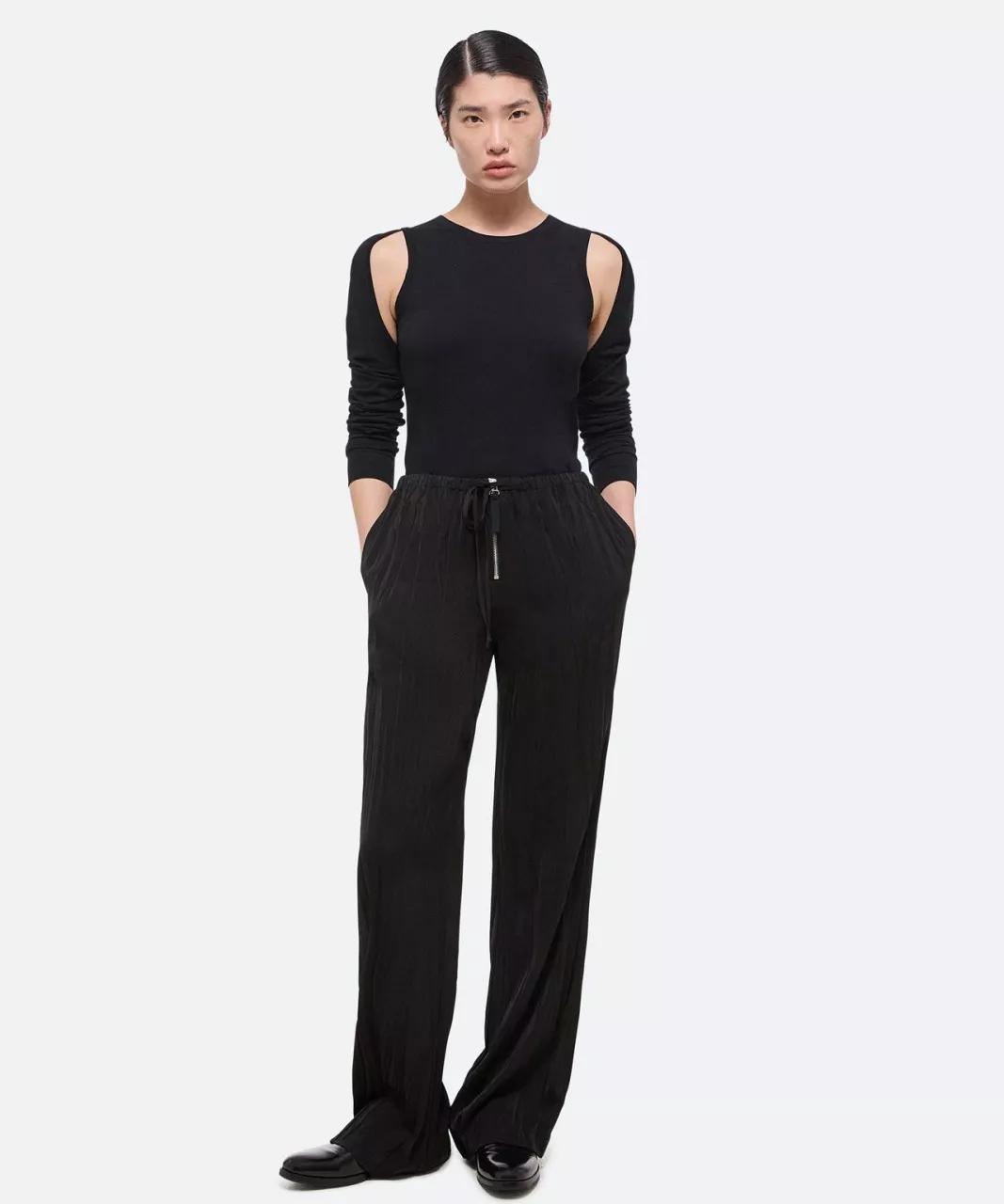 Thumbnail - Helmut Lang - HELMUT LANG Schwarze Satinhose, gecrinkelt - Größe S - multi