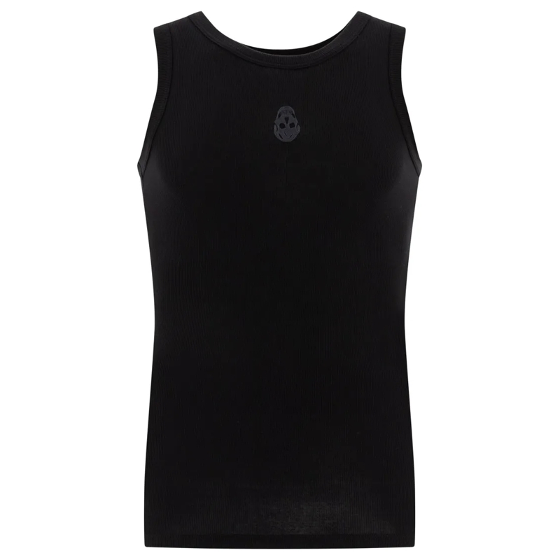 Alexander McQueen T-shirt Black Ribbed Tank Top Black
