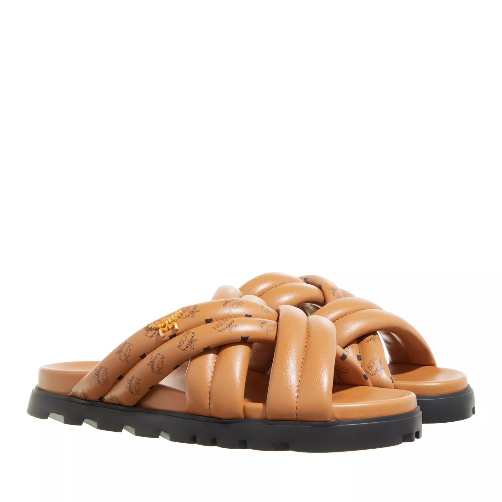 MCM Slipper & Pantoletten - Unisex Mcm Col Lthr Flat Sandals - Gr. 36 (EU) - in Cognacbraun - für Damen