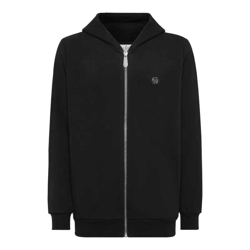 Philipp Plein Top Sweatjacke Mit Kapuze Skull Mit Schmucksteinen schwarz