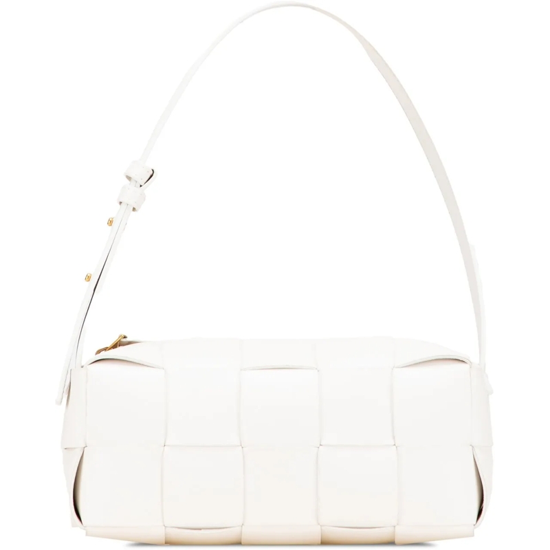 Bottega Veneta Sac à bandoulière Small Lambskin Intrecciato Brick Cassette weiß