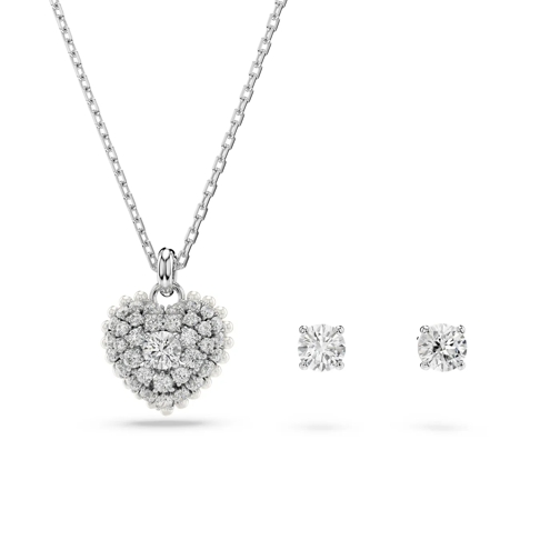 Swarovski Mittellange Halskette Hyperbola set, Heart, Rhodium plated White (Image 2)