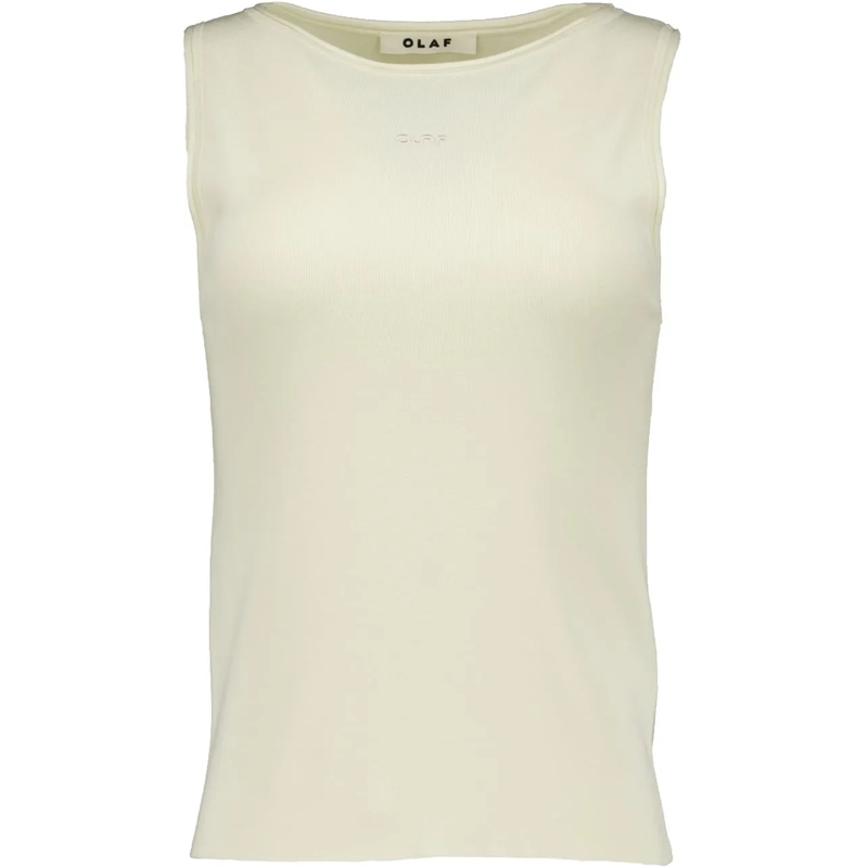 ØLÅF T-Shirt Olaf Retro Logo Sleeveless Knit Singlets Off White weiß