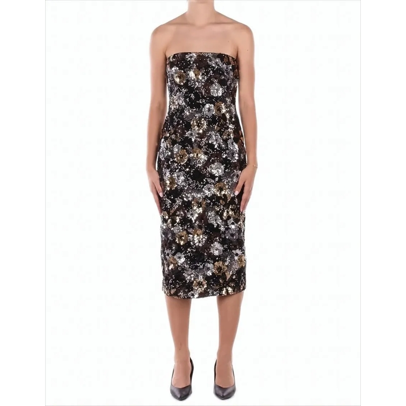 Max Mara Midi-jurk Strapless Midi Dress With Rhinestone Floral White
