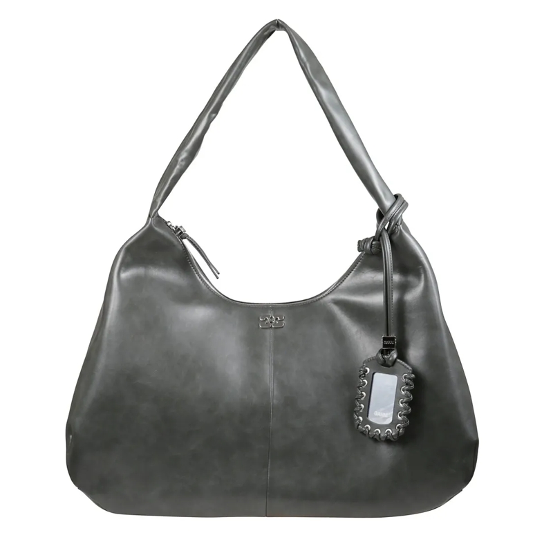 GANNI Schultertasche Extra Large Knot-Handle Bag Grey