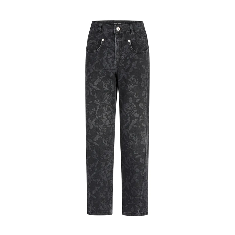 Marc Aurel Ausgestellte Jeans Der Print verleiht dieser Barrel-Fit-Jeans einen b schwarz