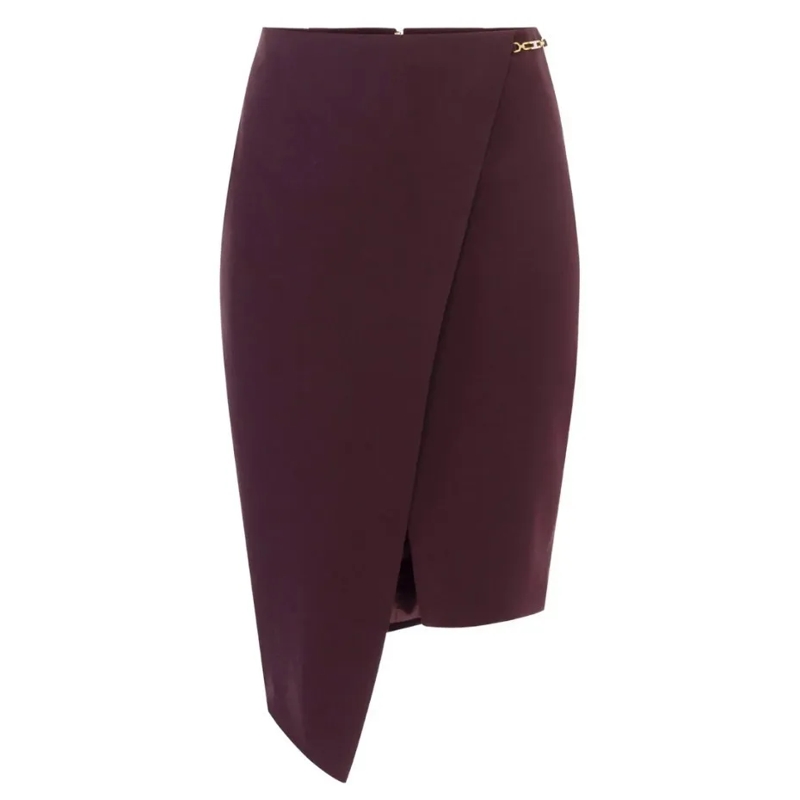 Elisabetta Franchi Midirok Burgundy Wraparound Skirt With Asymmetric Hem Black