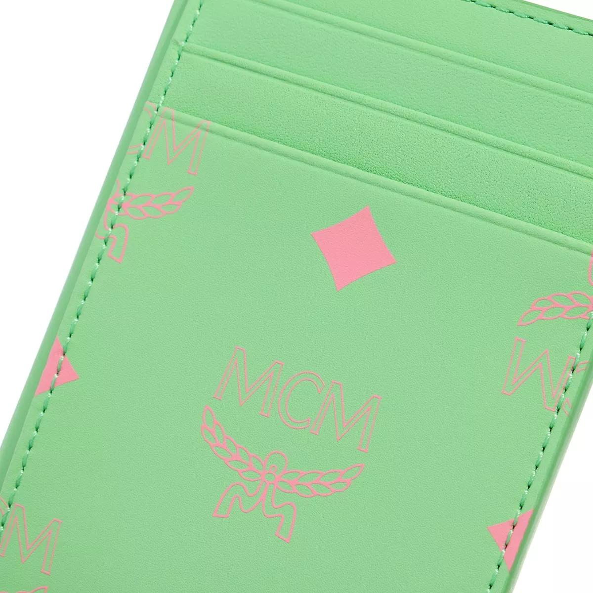 MCM Color Splash M Pup Summer Green Plumeria Leather Card Case