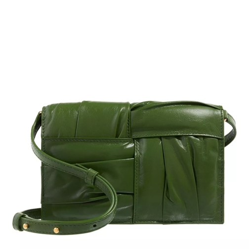 Bottega Veneta Cassette Bag In Woven Leather Green Crossbody Bag
