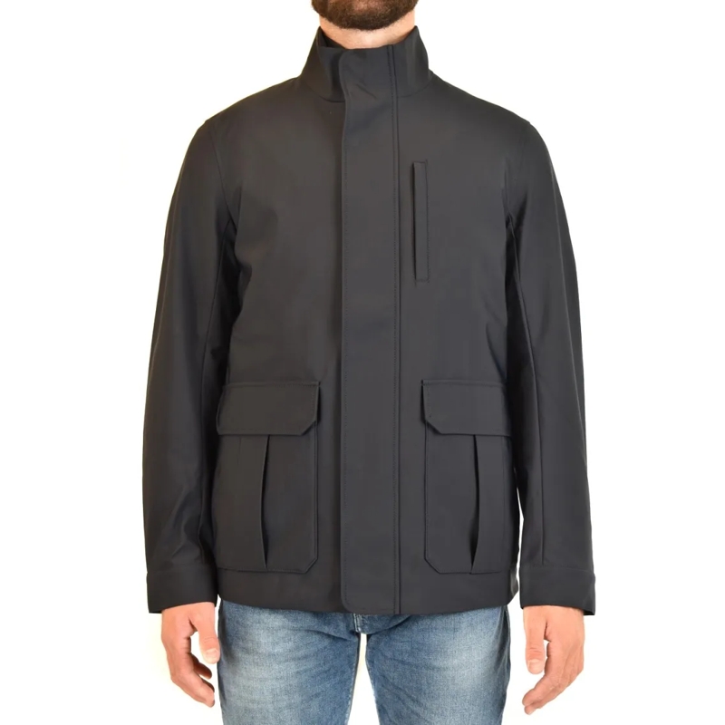 Emporio Armani  Sky-Finish Polyamide Jacket With High Collar Black