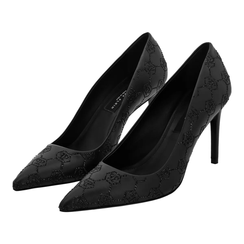 Philipp Plein Pumps Dekolleté Mid Heels Monogram Verziert schwarz