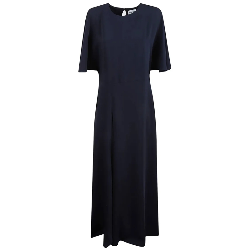 P.A.R.O.S.H.  Relaxed Silhouette Maxi Dress With Keyhole Back De Blue