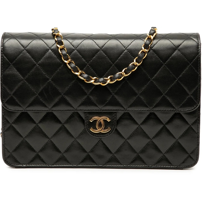 Chanel Schultertasche Medium CC Quilted Lambskin Single Flap schwarz