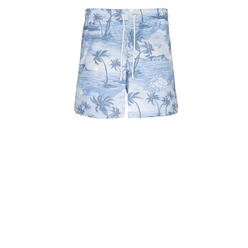 Palm Angels Swim Trunks With Print Blue 