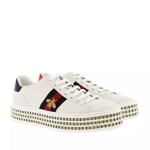 Gucci Ace Sneaker With Crystals White lage-top sneaker