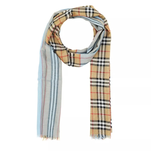 Burberry Embroidered Wool Blend Scarf Pale Blue Écharpe en laine