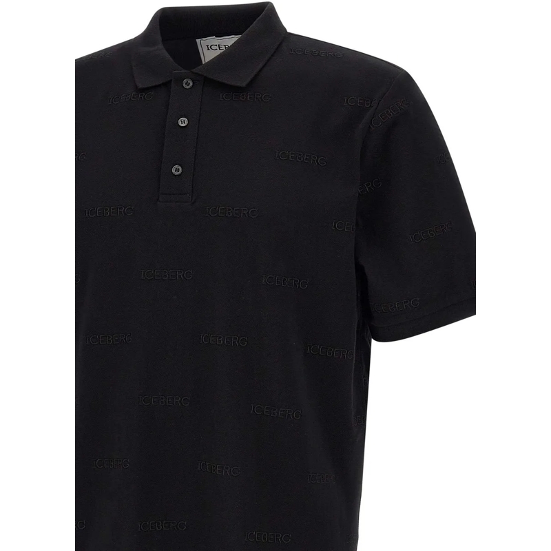 Iceberg T-Shirt Polo shirt with allover logo schwarz(Image 8)