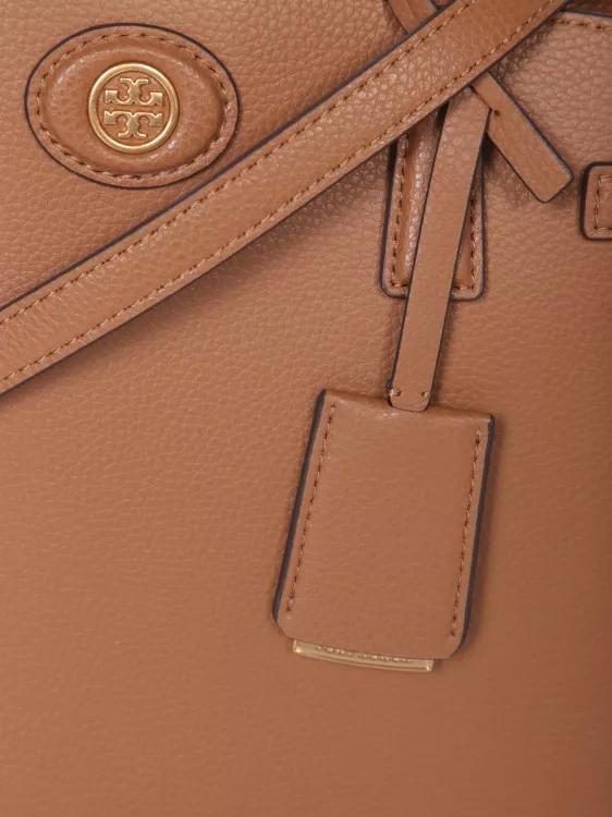 TORY BURCH Satchels Robinson Pebbled Small Satchel in bruin