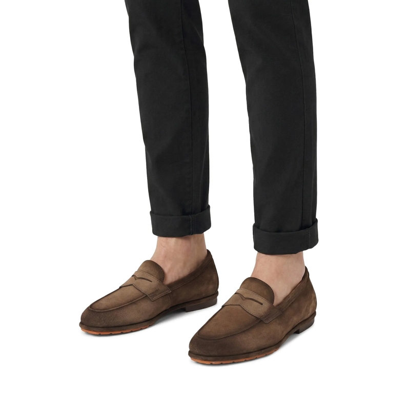 Santoni Chaussures à lacets Loafer aus Veloursleder blau(Image 8)