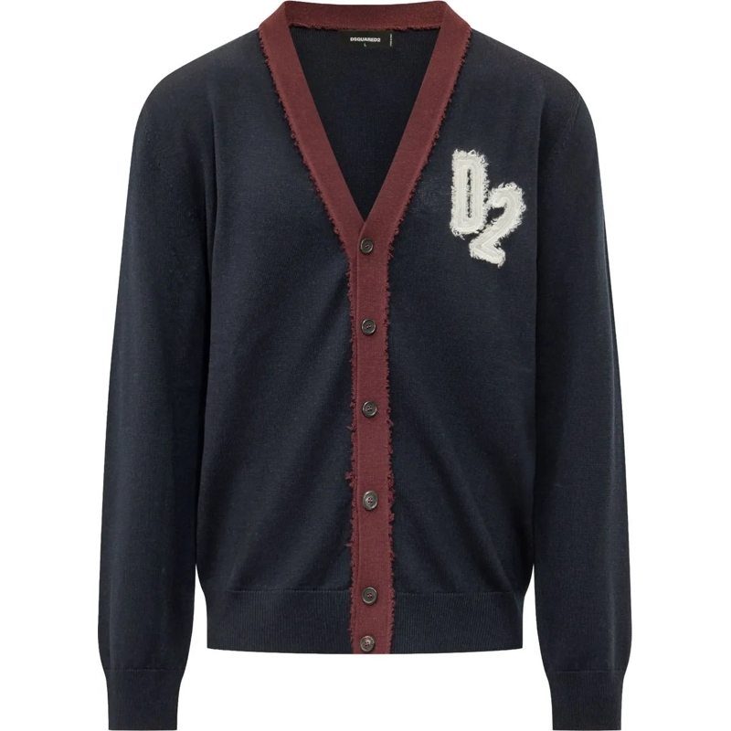 Dsquared2 Pull Cardigan con Bordo a Contrasto schwarz