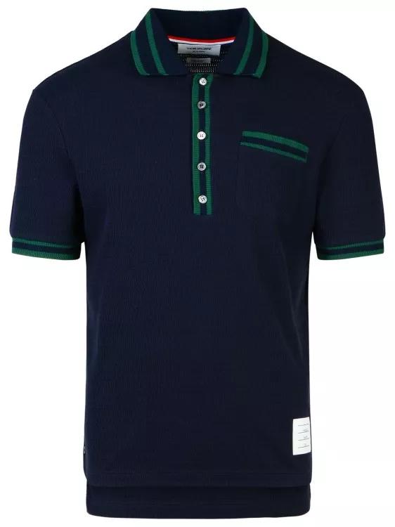 Thom Browne - Navy Cotton Blend Polo Shirt - Größe 3 - blue