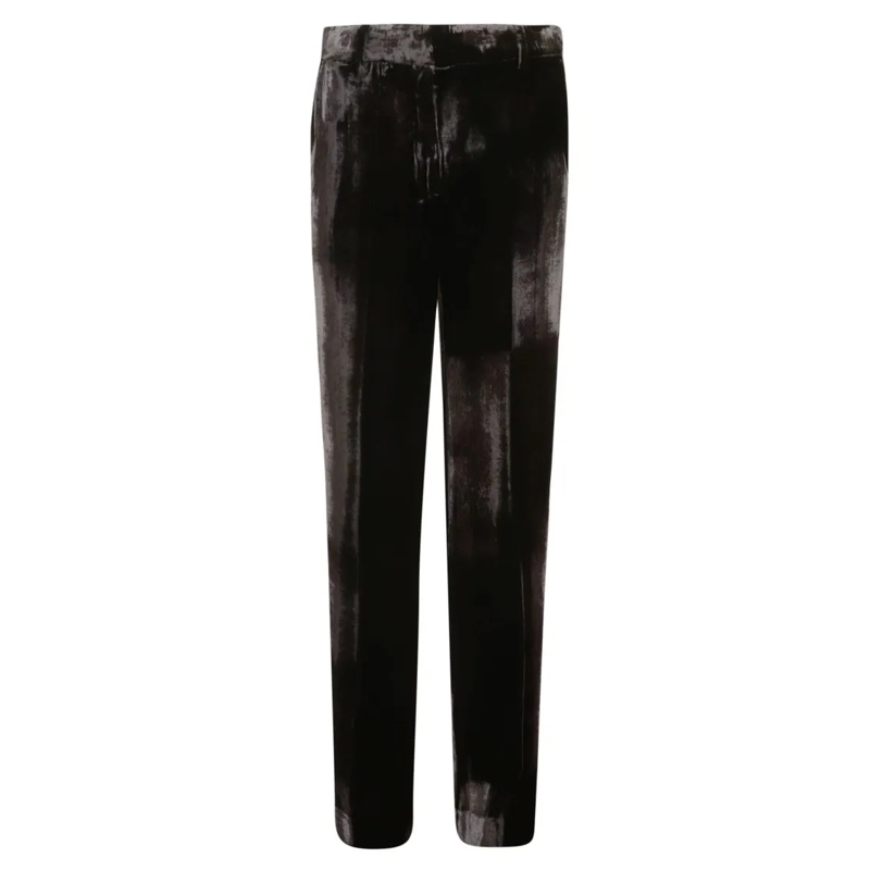 P.A.R.O.S.H.  Silk Blend Velvet Trousers With Tailored Fit Black