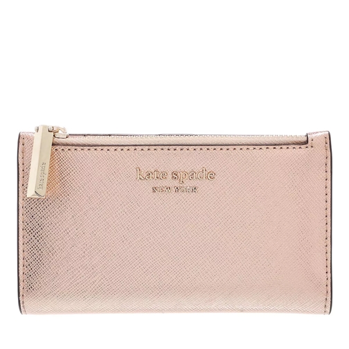 Kate Spade New York Spencer Metallic Leather Small Slim Bifold Wallet Rose Gold Bi-Fold Portemonnaie