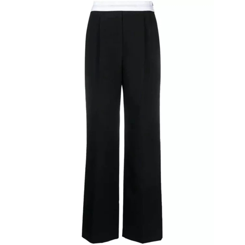 Alexander Wang Logo-Waistband Straight-Leg Trousers Black 