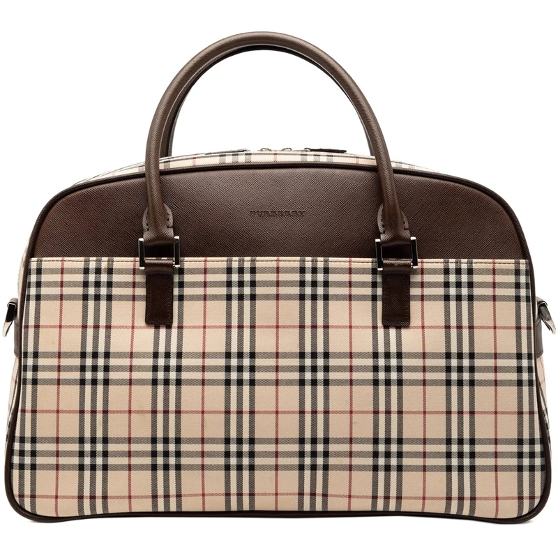 Burberry Tote House Check Canvas Boston Bag braun