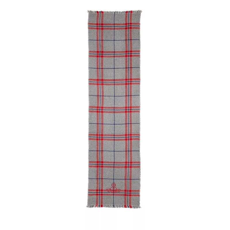 Vivienne Westwood Wollschal Stripe and Check Yak Scarf Red(Image 3)