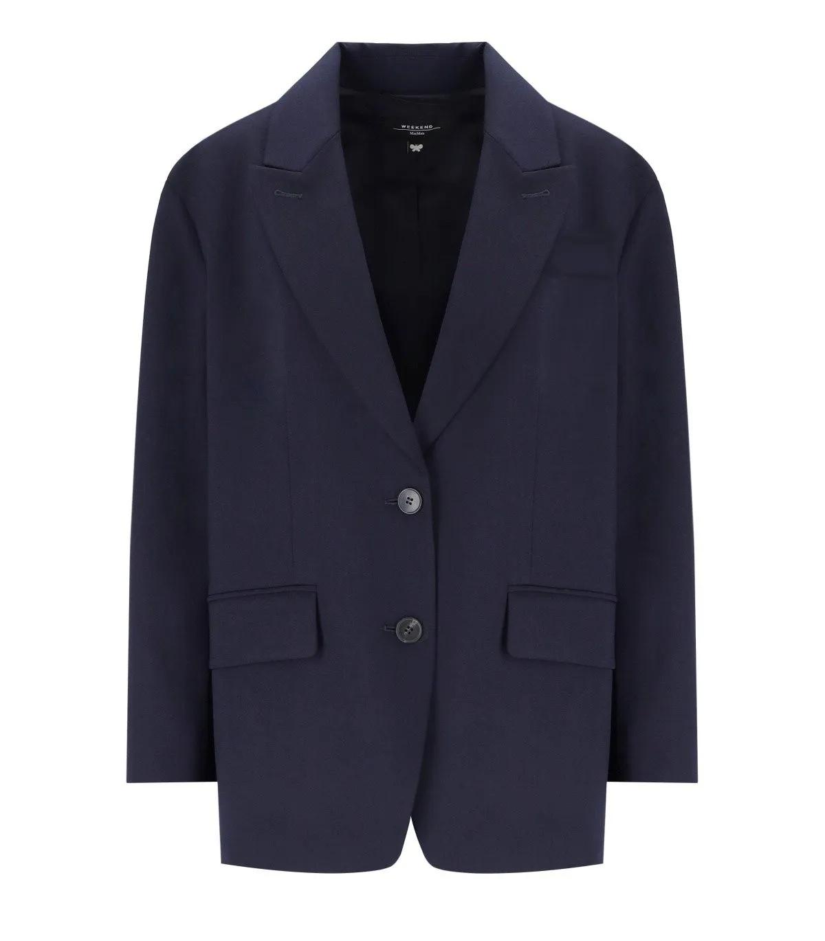 WEEKEND Max Mara - MAX MARA WEEKEND QUADRO BLAUER EINREIHIGER BLAZER - Größe 42 - blau