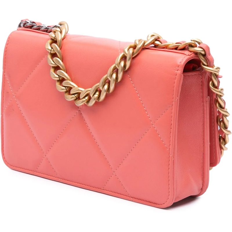 Chanel Schultertasche Quilted Lambskin 19 Wallet on Chain rose