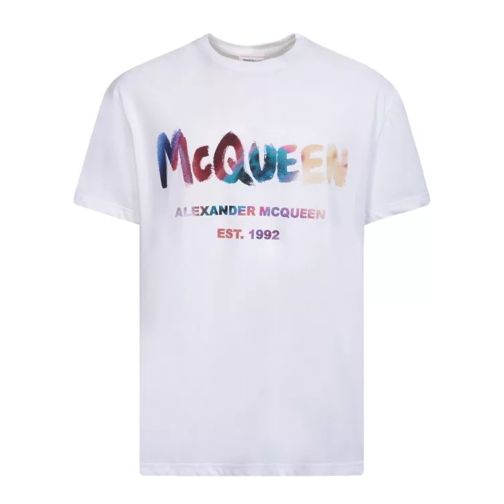 Alexander McQueen White Cotton Logo Print T-Shirt White 