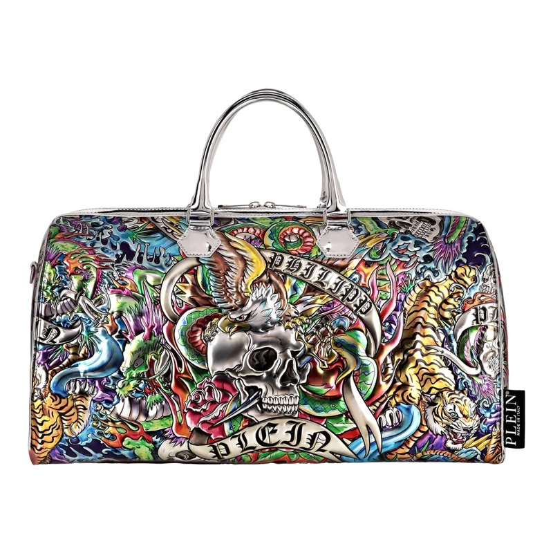 Philipp Plein Weekender Henkeltasche Tattoo silber