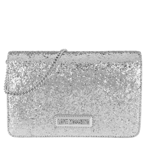 Love Moschino Glitters Metallic Logo Crossbody Bag Argento Borsetta a tracolla