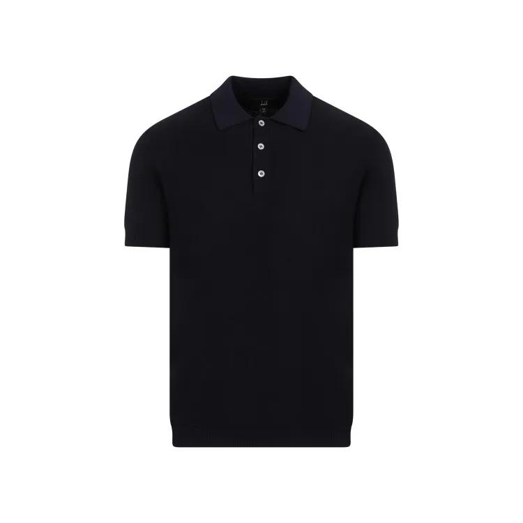 Dunhill - Textured Ink Cotton Polo - Größe M - blau